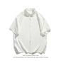 LEGIBLE Summer Shirts Men Loose Thin Cotton Short Sleeve Shirts Male Fashion Stand Solid Color 4XL 5XL