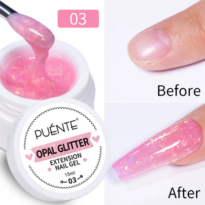 30ML Glitter Poly Nail Gel Hema Free Pink Glitter Acrylic Gel Finger Extension Nail Gel Semi-Permanent Nail Varnish For Manicure
