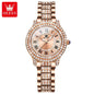 OLEVS 9943 Luxury All Diamond Original Quartz Watch for Women Elegant Rose Gold Stainless Steel Waterproof Ladies Wrist Watches