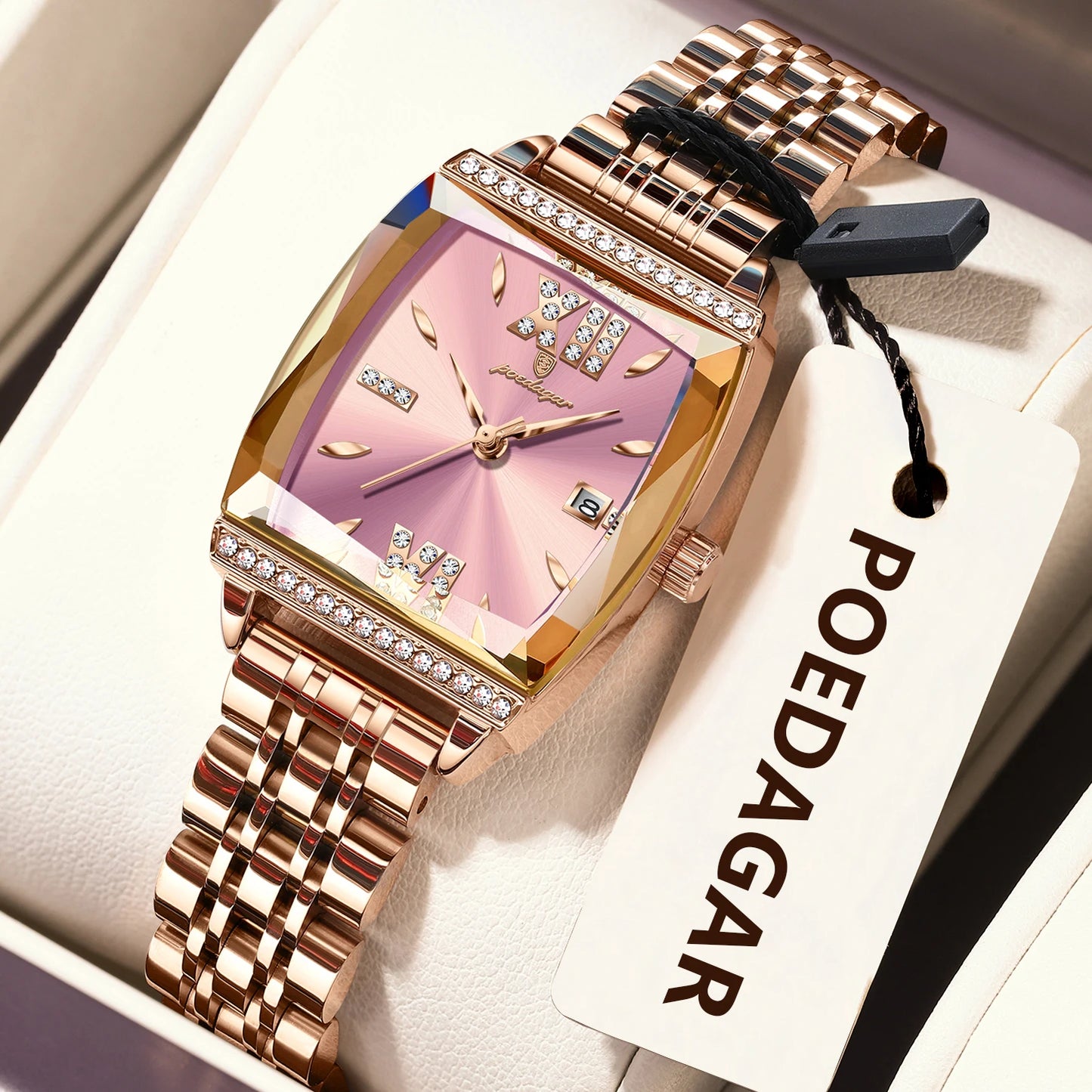 POEDAGAR Elegant Woman Watches High Quality Date Waterproof Luxury Ladies Watch Stainless Steel Casual Quartz Women's Wristwatch