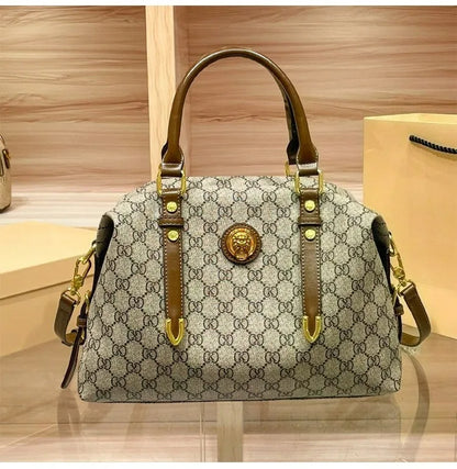 Handbag 2026 new retro printed versatile travel large capacity shoulder bag Boston crossbody bag multiple compartments