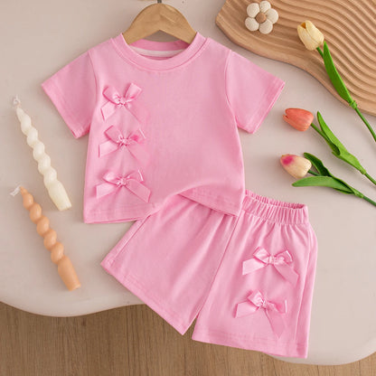 Short-Sleeve Top and Shorts Baby Girl Clothes Cute Beach Baby Outfit Set