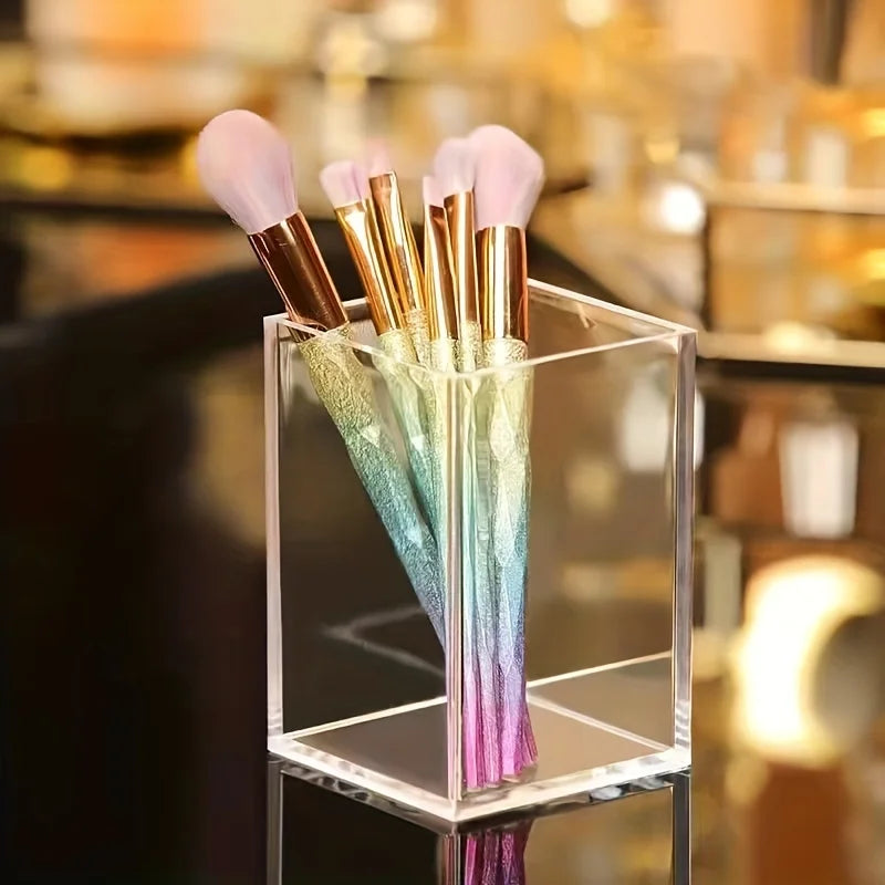 Clear Acrylic Square Pen Holder Desktop Organizer for Pens Pencils