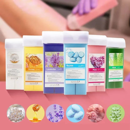 Rose Wax Roll-On Refills-Painless Hair Removal Cartridge for Bikini/Body, Hypoallergenic & 100% Natural Formula,Hair Removal Kit