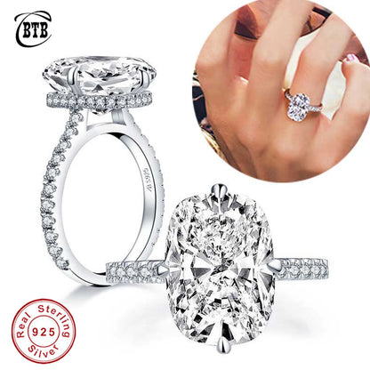 Cbtb Sterling Silver 925 Oval Real Moissanite Rings D Color Vvs1 6ct Women Wedding Luxury Diamond Rings Jewelry