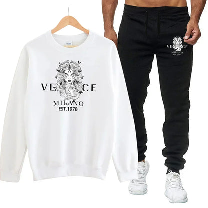 Men's Autumn Round Neck Sweatshirt + Sweatpants Luxury for Men