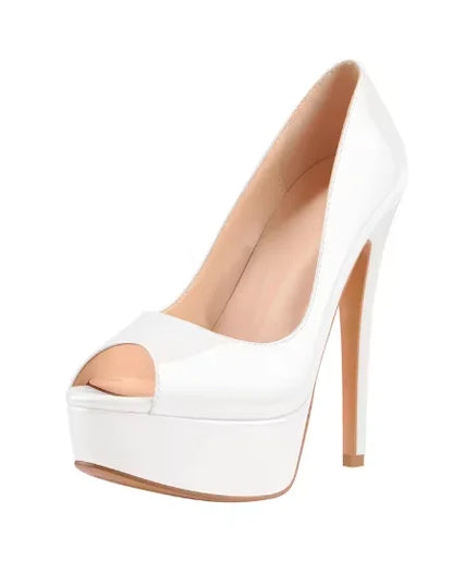 Crossdresser sexy stilettoswomen plataforma peep toe sandálias de salto alto nu couro patente sexy elegante sandálias de salto stiletto