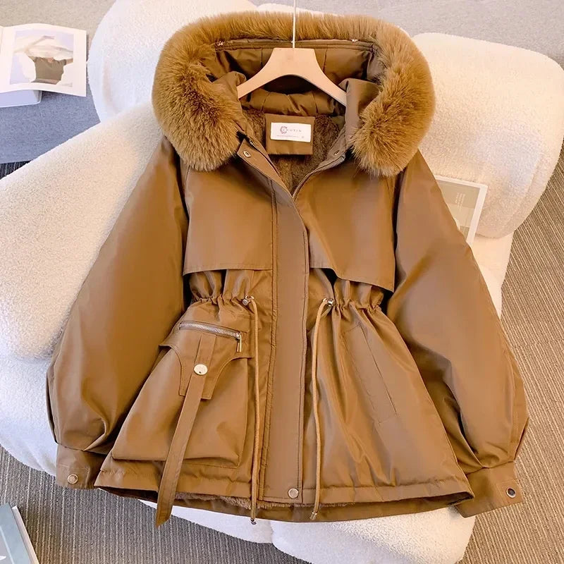 Detachable Pai Overcomes Women's Winter 2026 New Casual Down Cotton Thicken Hooded Coat Female loose Warm Wool Overcoat