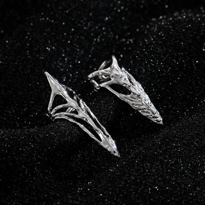 Punk Metal Nail Cover Bone Ring for Women Gothic Rock Machinery Manicure Fingertip Ring Finger Rings Cosplay Jewelry Set Gift