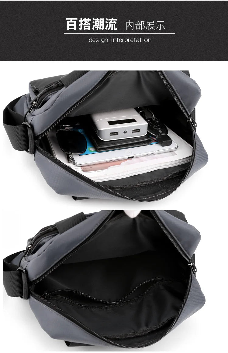 Men's High Capacity Hand Bags New Trendy Cool Men's Shoulder Bags Nylon Messenger Bags Travel Handbag Crossbody Bag Sling Bag