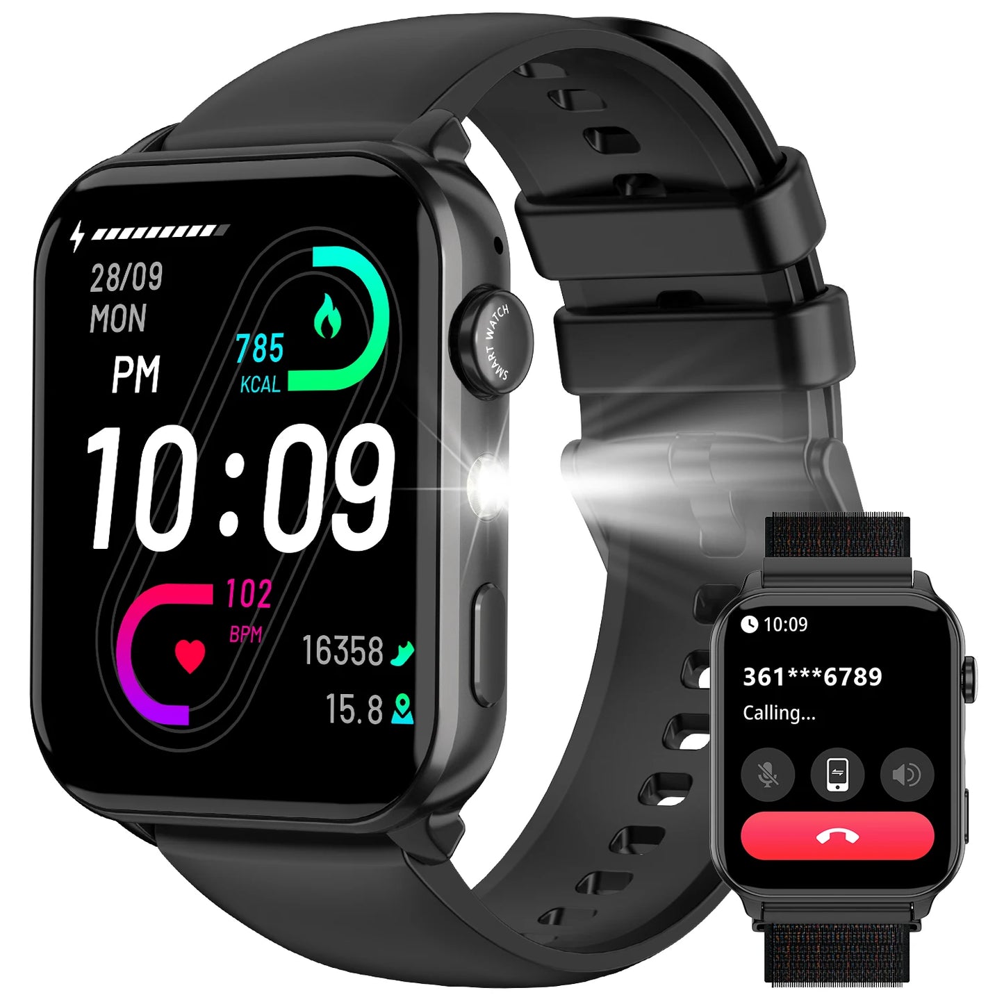 Blackview 2025 R30 Max Smartwatch with Flashlight 1.91'' TFT Screen Health Monitoring Bluetooth Call Watches for Men Women Gifts