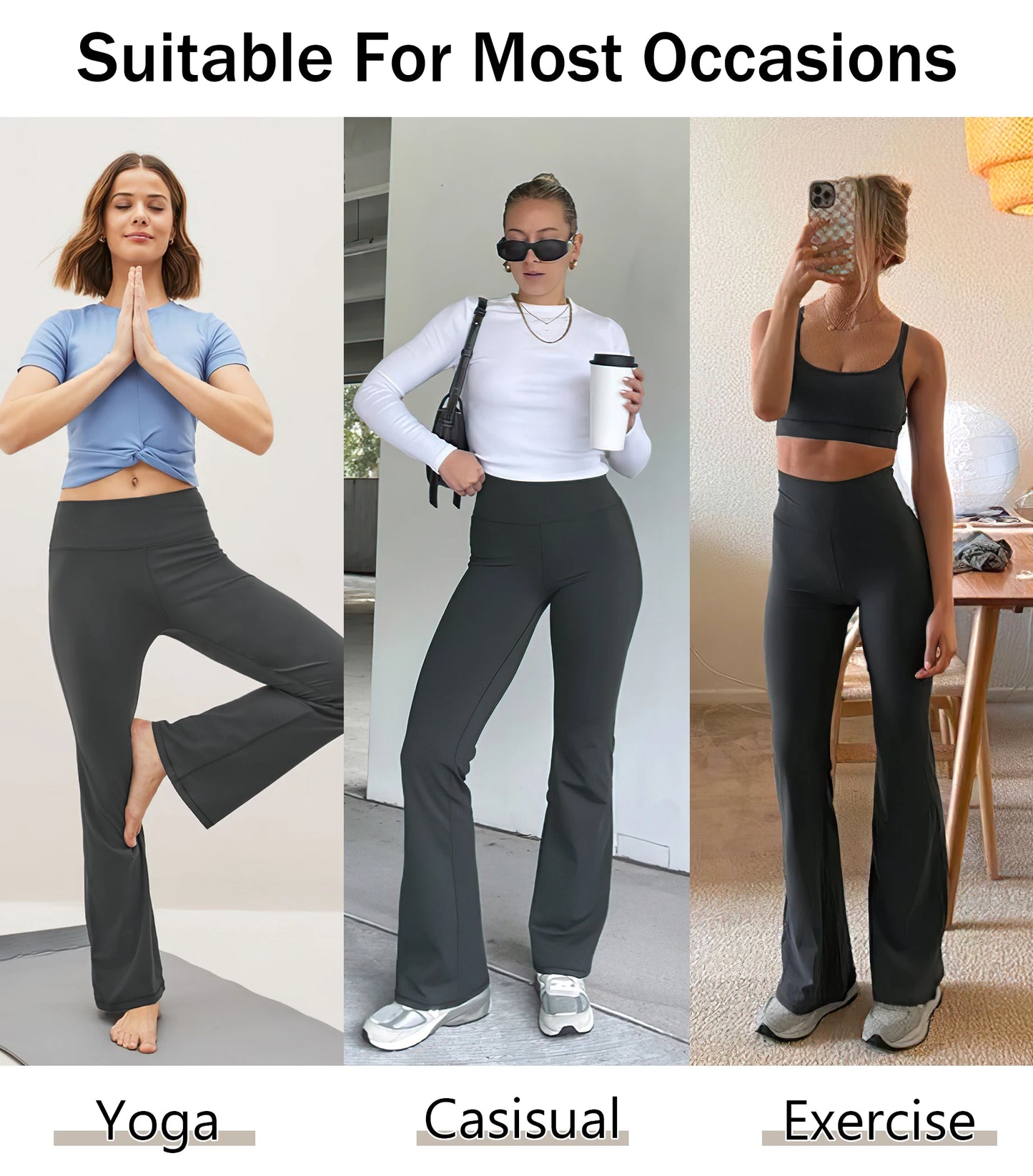 Women's High Waist Flare Yoga Pants – Tummy Control Bootcut Leggings