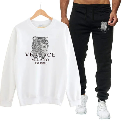 Men's Autumn Round Neck Sweatshirt + Sweatpants Luxury for Men