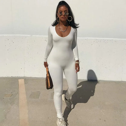 Women's Bodycon Jumpsuit – Long Sleeve Slim Fit Romper