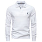 2025 Autumn New Men's Deer Embroidery Cotton Rich Blend Breathable Polo Shirts Long Sleeve Social Business Golf Polo Shirts Male