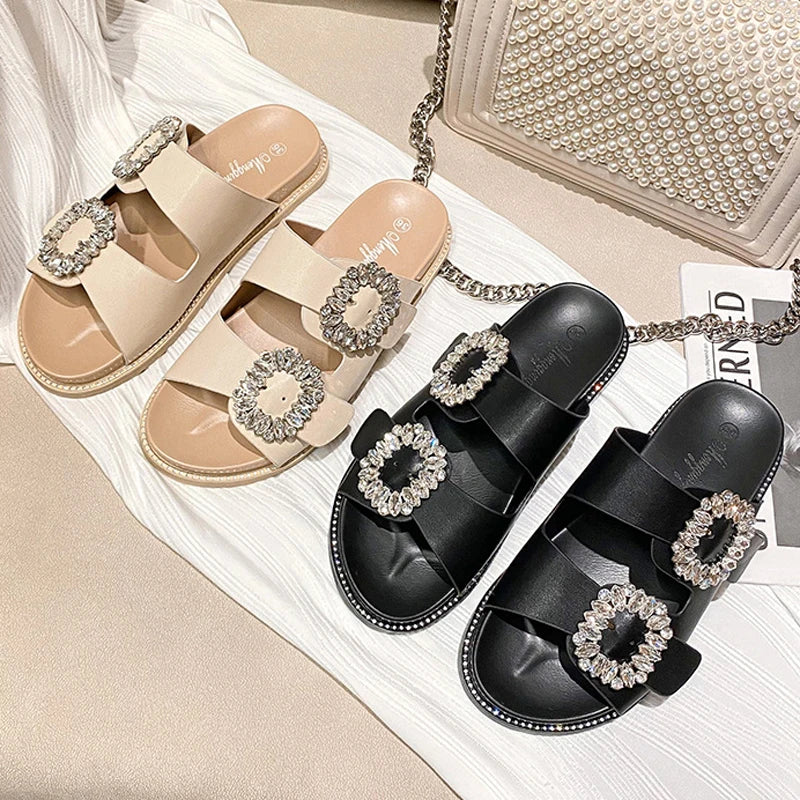 2026 Brand Rhinestone Buckle Sandals