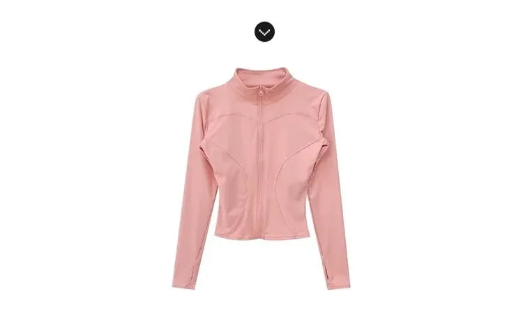 Women's Quick-Dry Yoga Jacket – Long Sleeve Slim Fit Zip Running Coat