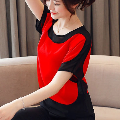 Fashion Women Blouses 2025 Women Blouse Shirt Short Sleeve Casual Chiffon Blouse Women Shirts Womens Tops and Blouses 3397 50
