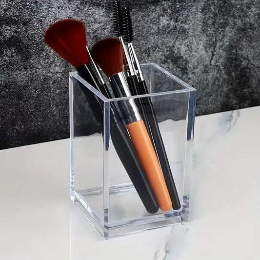 Clear Acrylic Square Pen Holder Desktop Organizer for Pens Pencils