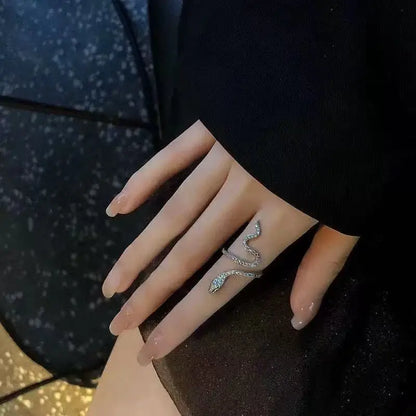 Simple And Delicate Retro Style Serpentine Micro-Inset Rhinestone Men's And Women's Open Rings, Retro Elegance For Fashionable M