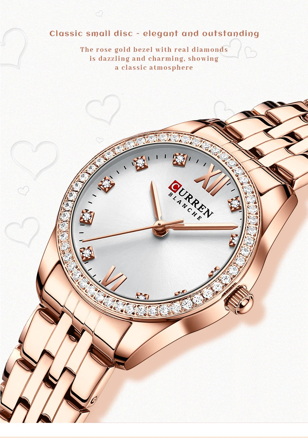 CURREN Luxury Watch Women Ring Necklace Earrings Rhinestone Fashion Wristwatch Female Casual Ladies Watches Bracelet 5PCS Set