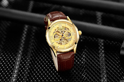 Men Automatic Watch  Stainless Steel Strap Skeleton Mechanical Watches Top Brand Luxury Pointer Watch