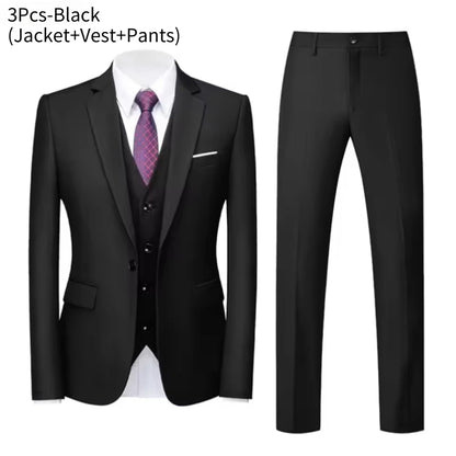 Suits For Men 3 Pieces Set Elegant Wedding  Fashion Classic Full Jackets Vest Pants Blazers Outfit 2026 Formal Costume