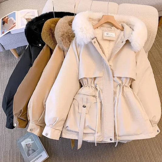 Detachable Pai Overcomes Women's Winter 2026 New Casual Down Cotton Thicken Hooded Coat Female loose Warm Wool Overcoat