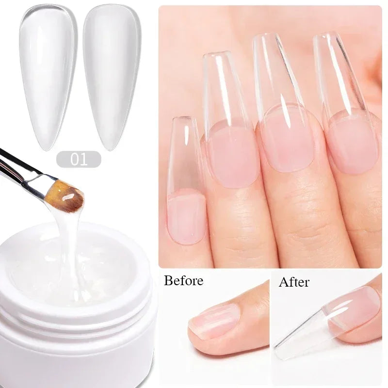 30ML Glitter Poly Nail Gel Hema Free Pink Glitter Acrylic Gel Finger Extension Nail Gel Semi-Permanent Nail Varnish For Manicure