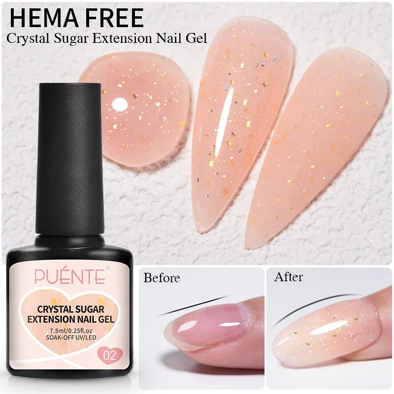 30ML Glitter Poly Nail Gel Hema Free Pink Glitter Acrylic Gel Finger Extension Nail Gel Semi-Permanent Nail Varnish For Manicure