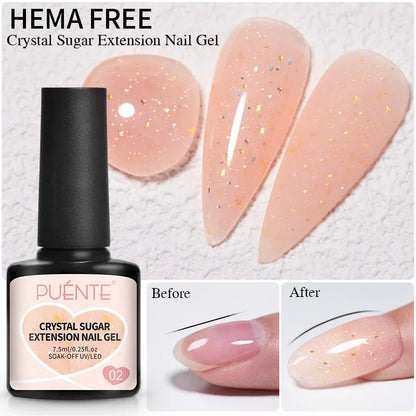 30ML Glitter Poly Nail Gel Hema Free Pink Glitter Acrylic Gel Finger Extension Nail Gel Semi-Permanent Nail Varnish For Manicure