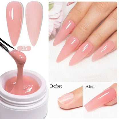 30ML Glitter Poly Nail Gel Hema Free Pink Glitter Acrylic Gel Finger Extension Nail Gel Semi-Permanent Nail Varnish For Manicure