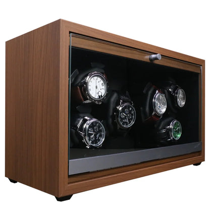 6 Slots Rechargeable for Watch Winder USB Powered Mechanical Watches Holder Wood Case Winding Cabinet Storage Display Box
