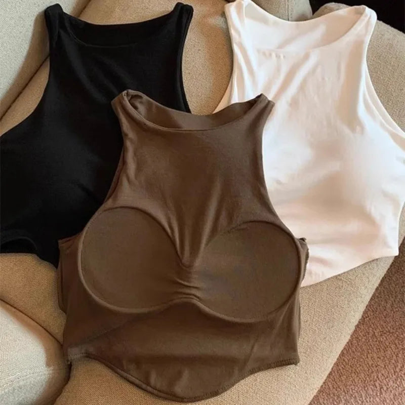 2025 Summer Women Top with Cups Comfortable U Sports Bra For Running Yoga Gym Tank Top Women's Crop Tops