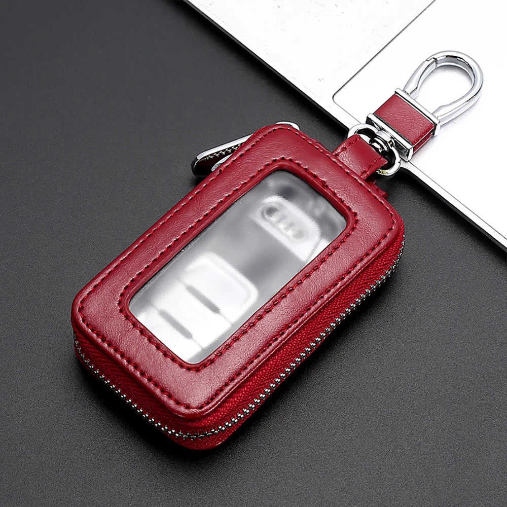 Visual Mirror Key Case Men & Women Leather Car Key Bag Wallet Fashion Housekeeper Holders Key Rings Home Key Zipper Bag