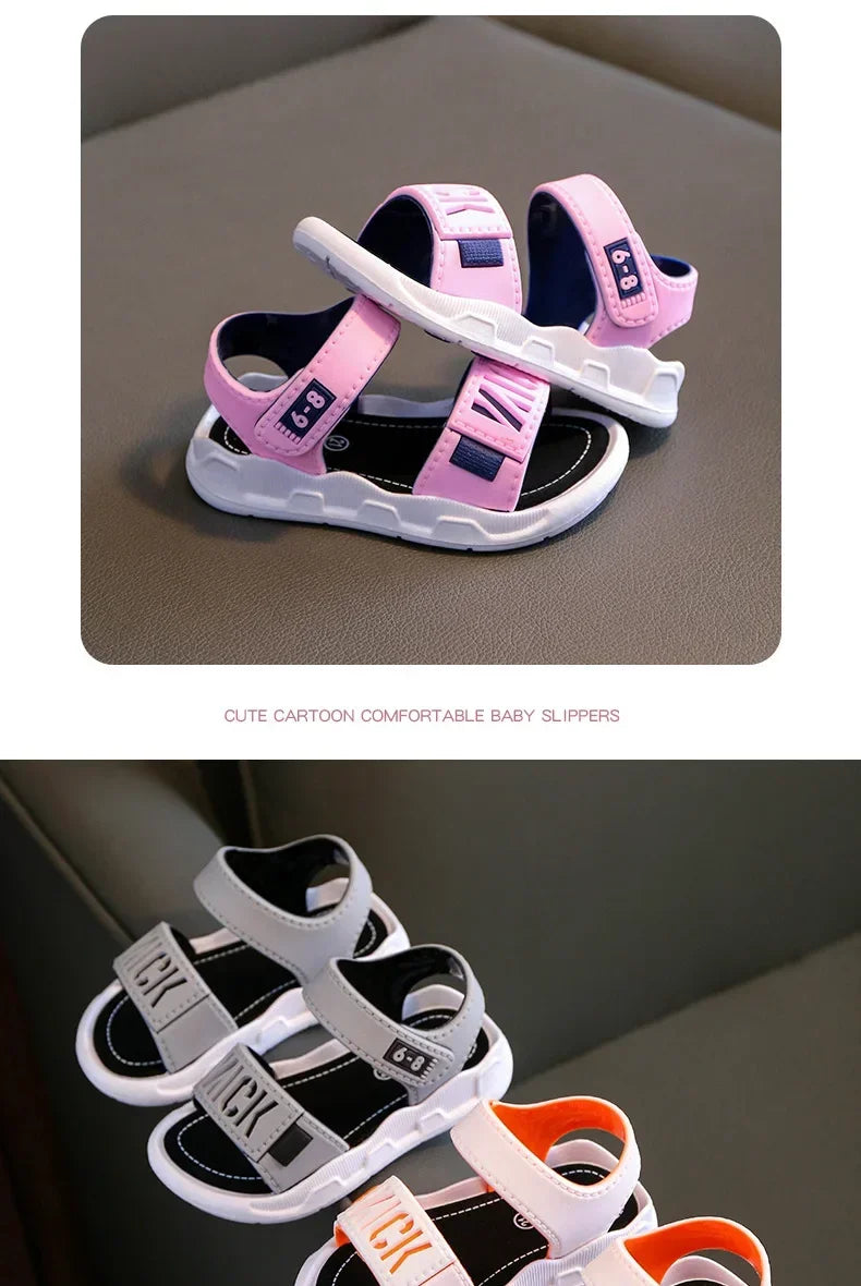 Sandálias simples e generosas para crianças, sapatos de estudantes, calçado casual, desgaste e off, fundo macio fácil, meninos e meninas