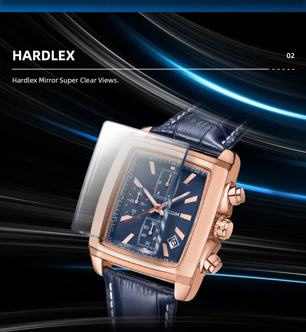 MEGIR Fashion Casual Men Chronograph Quartz Watch Top Brand Military Sport Wristwatch Man Rectangle  Leather Watches Male 2028