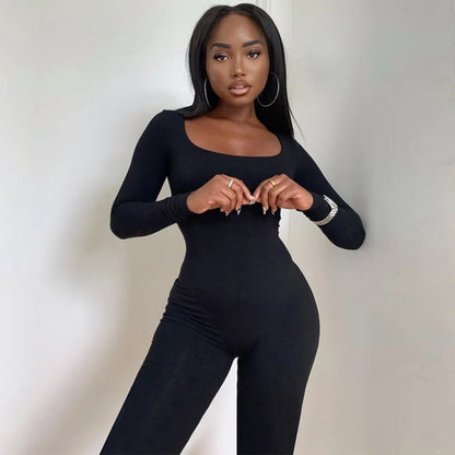 Women's Bodycon Jumpsuit – Long Sleeve Slim Fit Romper