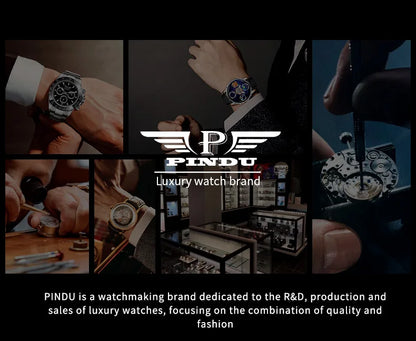 PINDU Design Watches Man Starry Sky Watch For Men Quartz Wristwatches Clock Earth Theme Design Man Watch Celestial Body Series