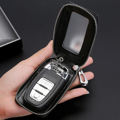 Visual Mirror Key Case Men & Women Leather Car Key Bag Wallet Fashion Housekeeper Holders Key Rings Home Key Zipper Bag