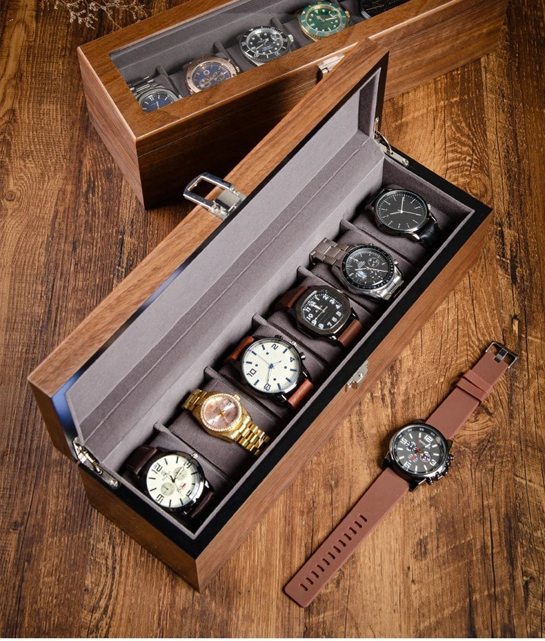 Wooden Watch Box Mens Watch Case Storage Box Travel Luxury Watches Organizer Display Collection Portable Storage Boxes Men Gift