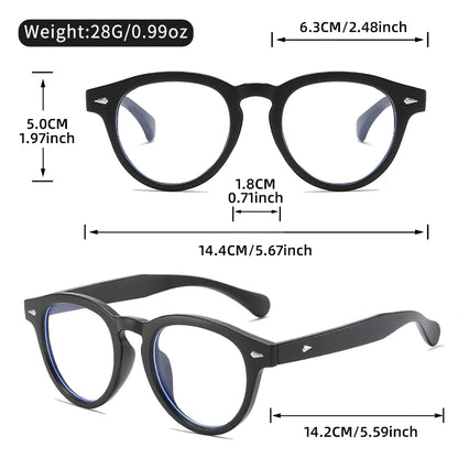 A high-end, retro Korean-style round frame anti-blue light flat glasses with a simple round frame and rice studs without makeup