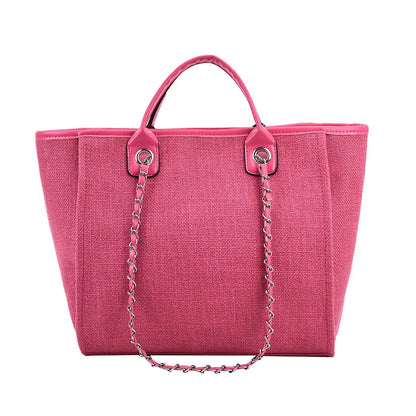 Women Tote Bags Fashion Canvas Large Capacity Handbag Casual Chains Shoulder Bags Ladies Big Messenger Bag Shopping Bag