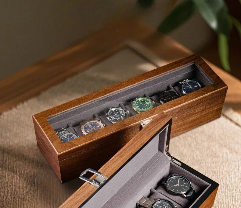 Wooden Watch Box Mens Watch Case Storage Box Travel Luxury Watches Organizer Display Collection Portable Storage Boxes Men Gift