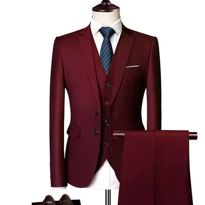 Suits For Men 3 Pieces Set Elegant Wedding  Fashion Classic Full Jackets Vest Pants Blazers Outfit 2026 Formal Costume