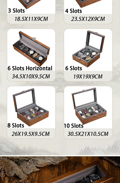 Wooden Watch Box Mens Watch Case Storage Box Travel Luxury Watches Organizer Display Collection Portable Storage Boxes Men Gift