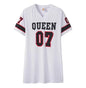 2025 New Fashion V-Neck Queen Letters Print Dress Short Sleeve