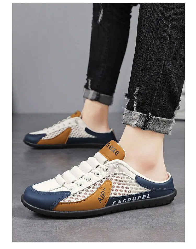 Summer Men's Mesh Slip on Half Slippers Fashion Man's