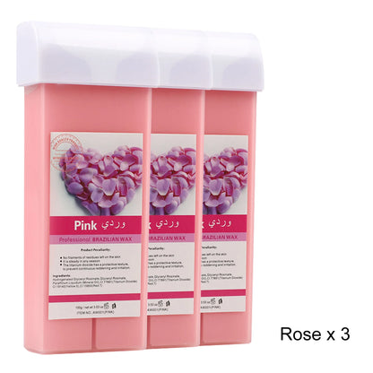 Rose Wax Roll-On Refills-Painless Hair Removal Cartridge for Bikini/Body, Hypoallergenic & 100% Natural Formula,Hair Removal Kit