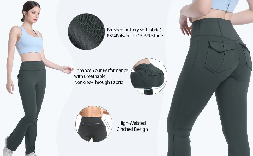 Women's High Waist Flare Yoga Pants – Tummy Control Bootcut Leggings